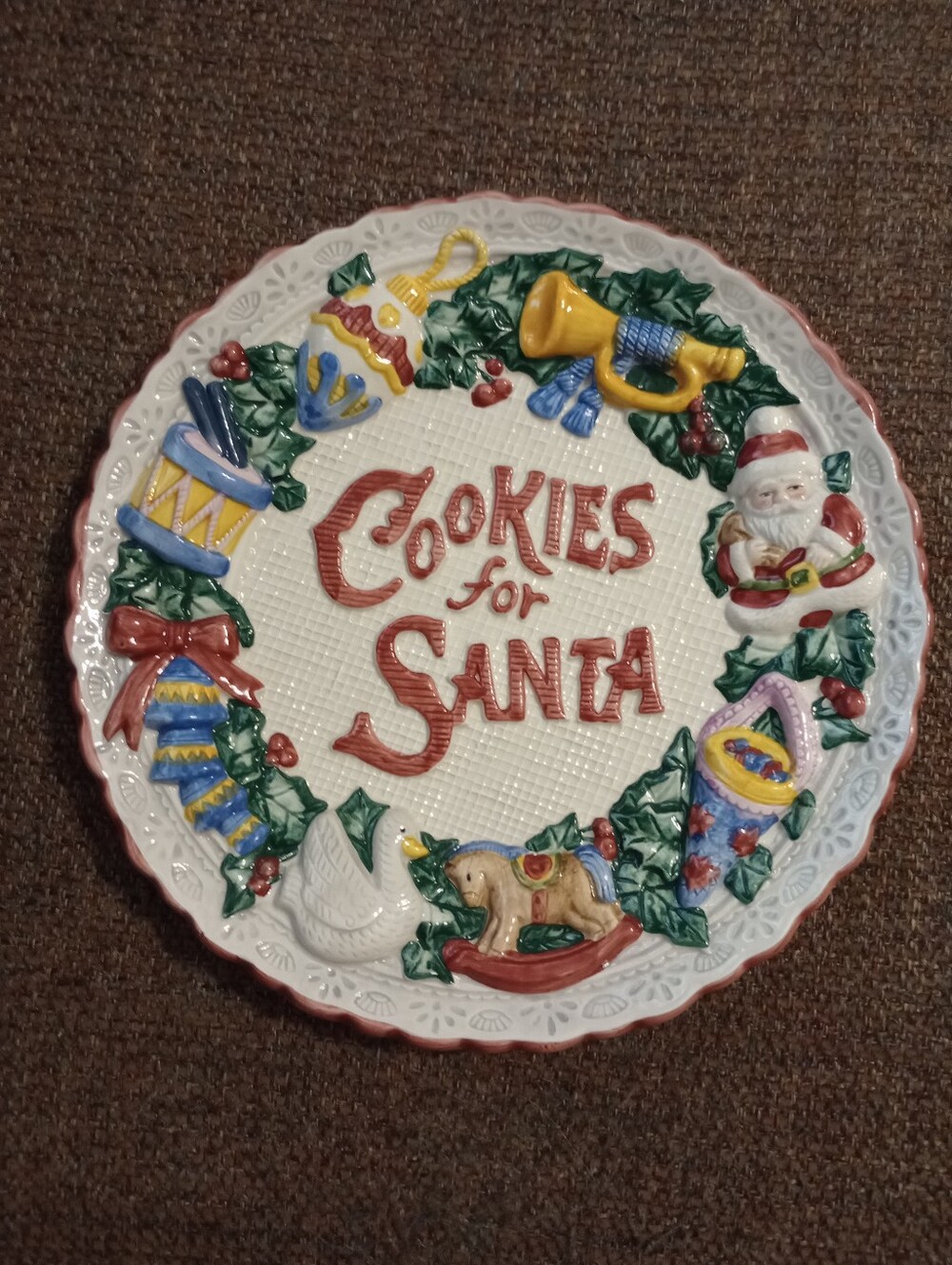 Cookies for Santa 10" Decorative Holiday Plate By Fritz & Floyd, 1995